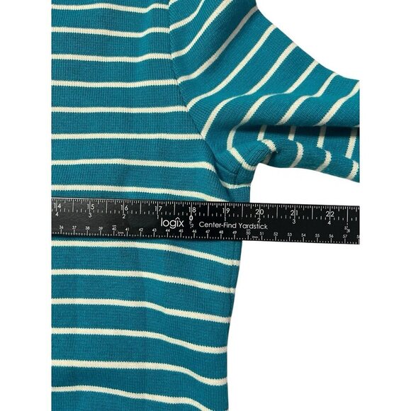 Talbots Cardigan Knit Sweater Jacket Blazer Sz Large Aqua Classic Preppy Office - Picture 14 of 15